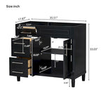 Mobile bagno in legno da 36" con cassetti e ripiano regolabile (senza lavabo)
