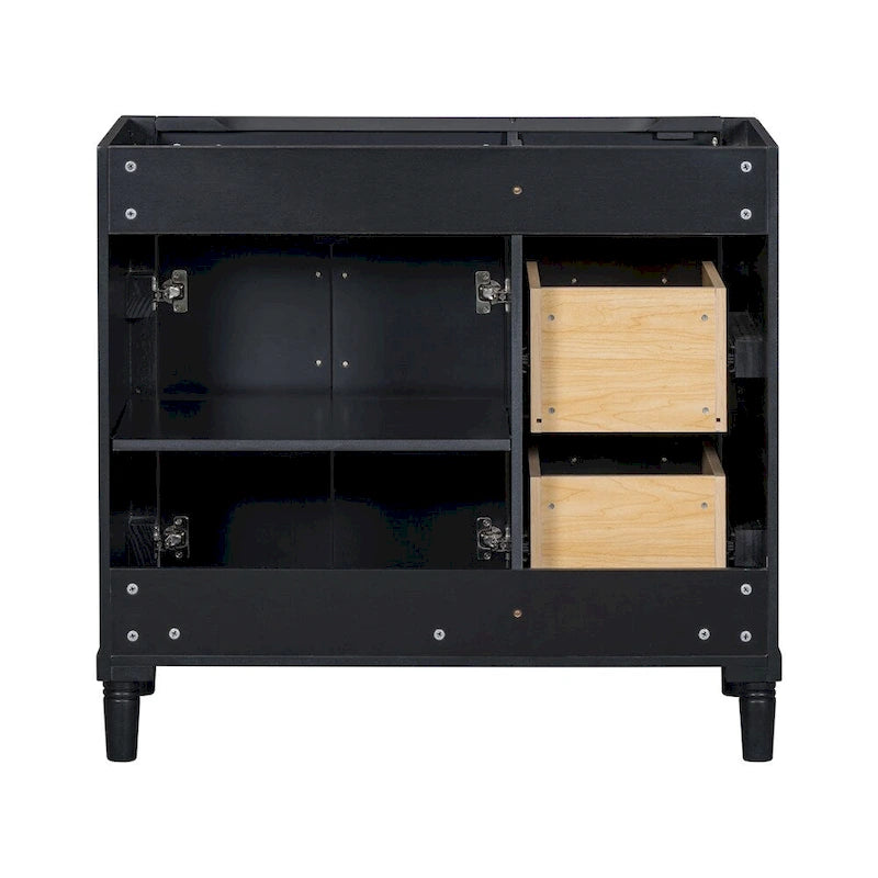 Mobile bagno in legno da 36" con cassetti e ripiano regolabile (senza lavabo)