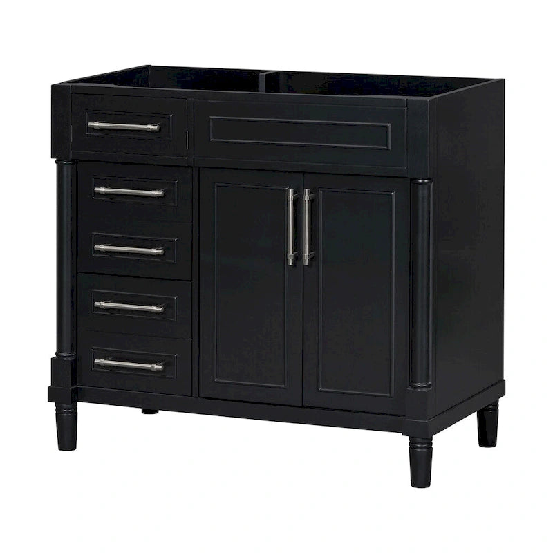 Mobile bagno in legno da 36" con cassetti e ripiano regolabile (senza lavabo)