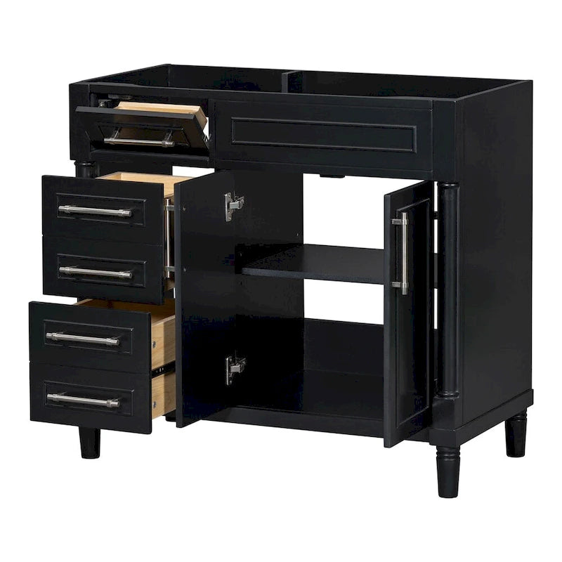 Mobile bagno in legno da 36" con cassetti e ripiano regolabile (senza lavabo)