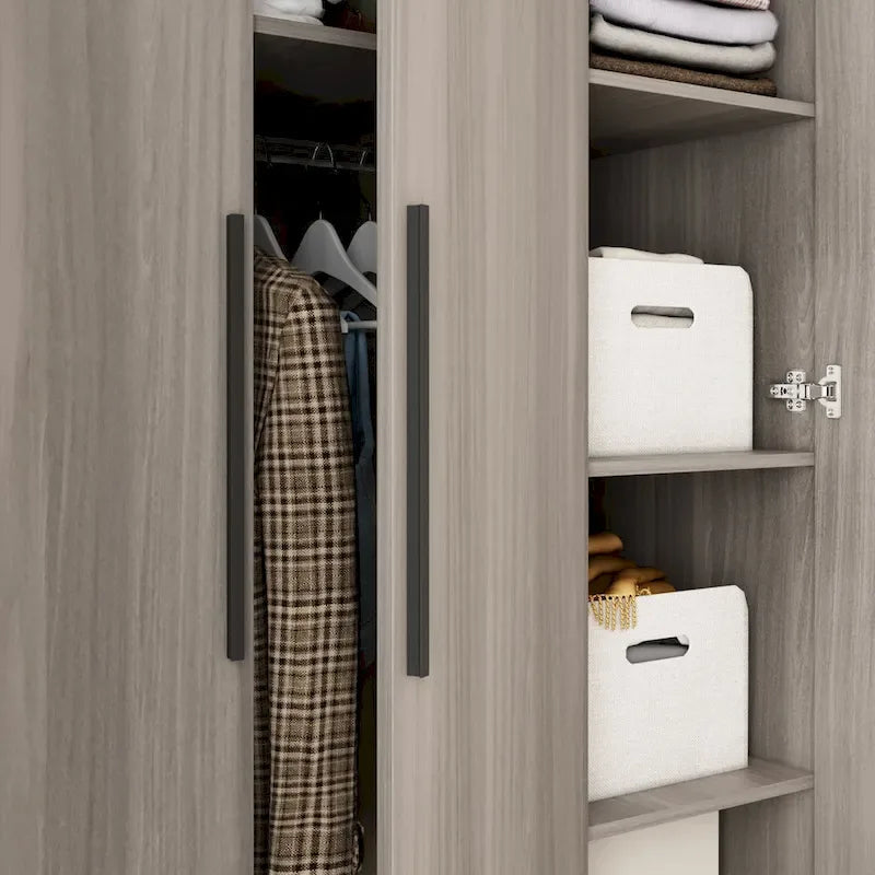 Guardaroba Armadio Mobile in Legno con 6 Cubi Contenitori e Asta Appendiabiti