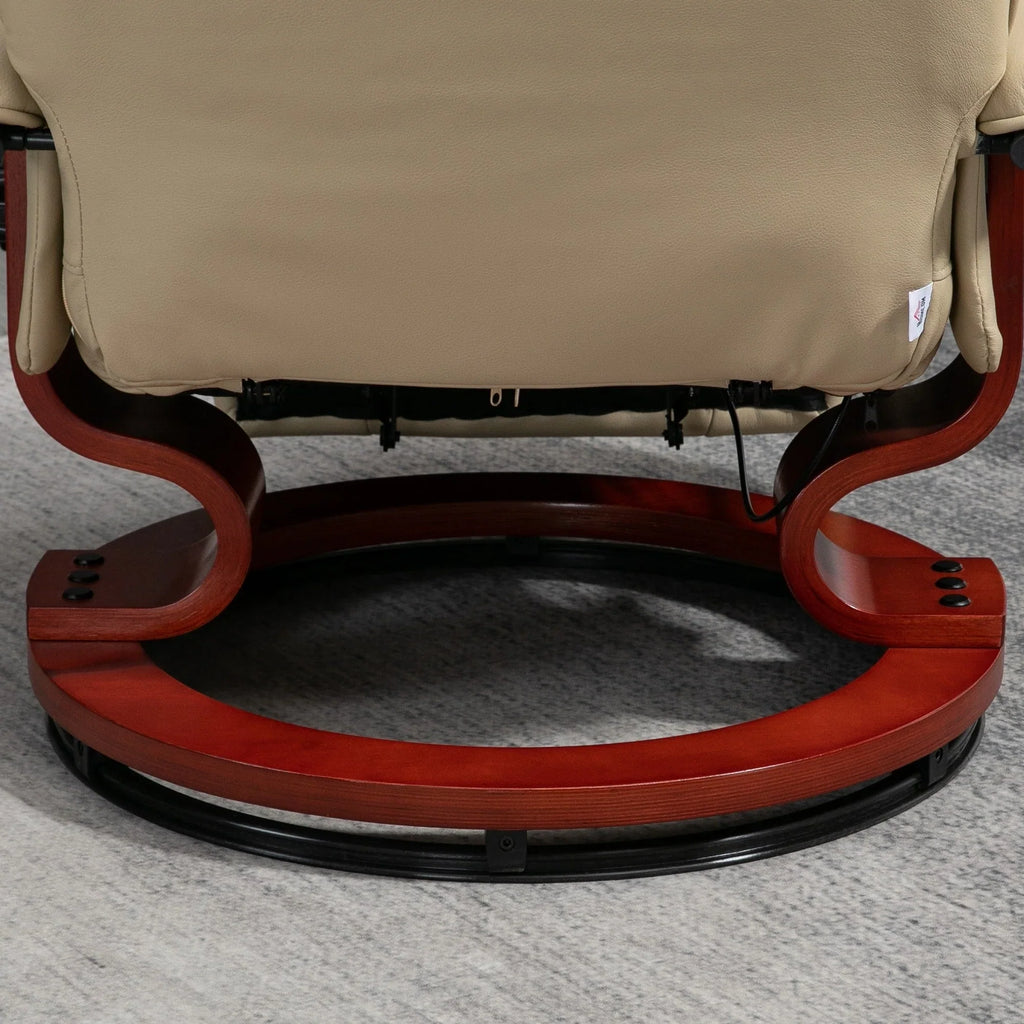 HomCom Faux Leather Adjustable Manual Swivel Base Recliner Chair with Comfortable and Relaxing Footrest