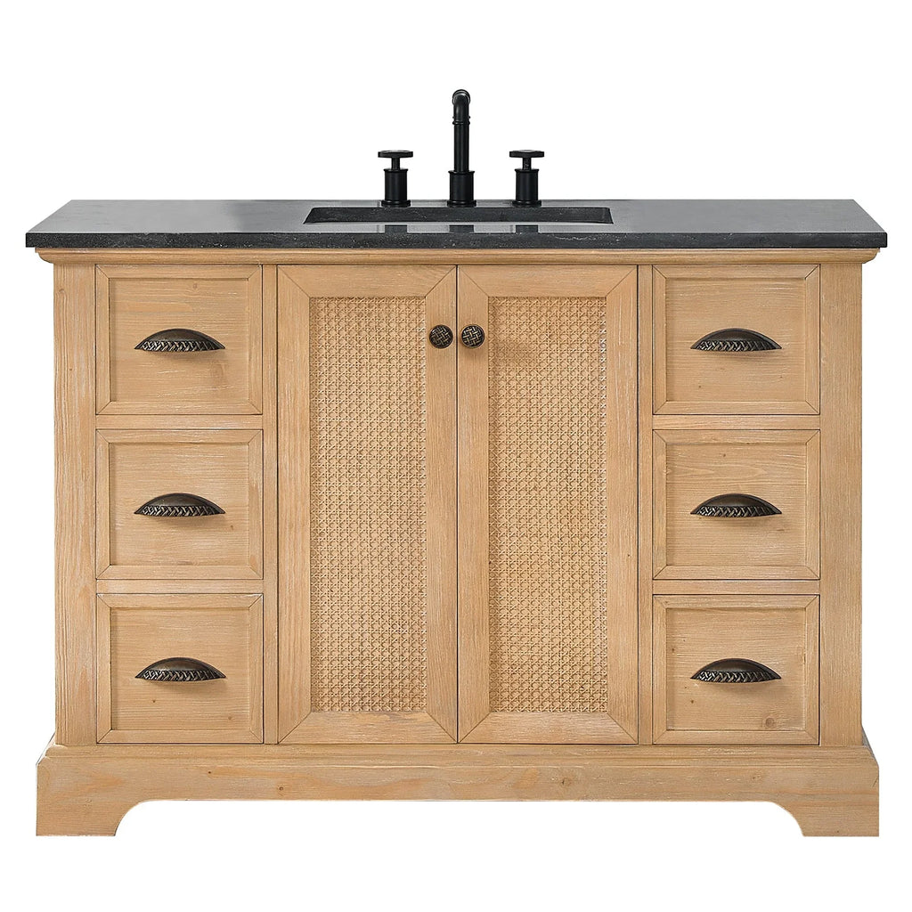Hervas Bath Vanity with Natural Marble Top without Mirror