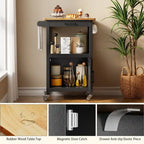 Carrello da Cucina in Legno con Cassetti