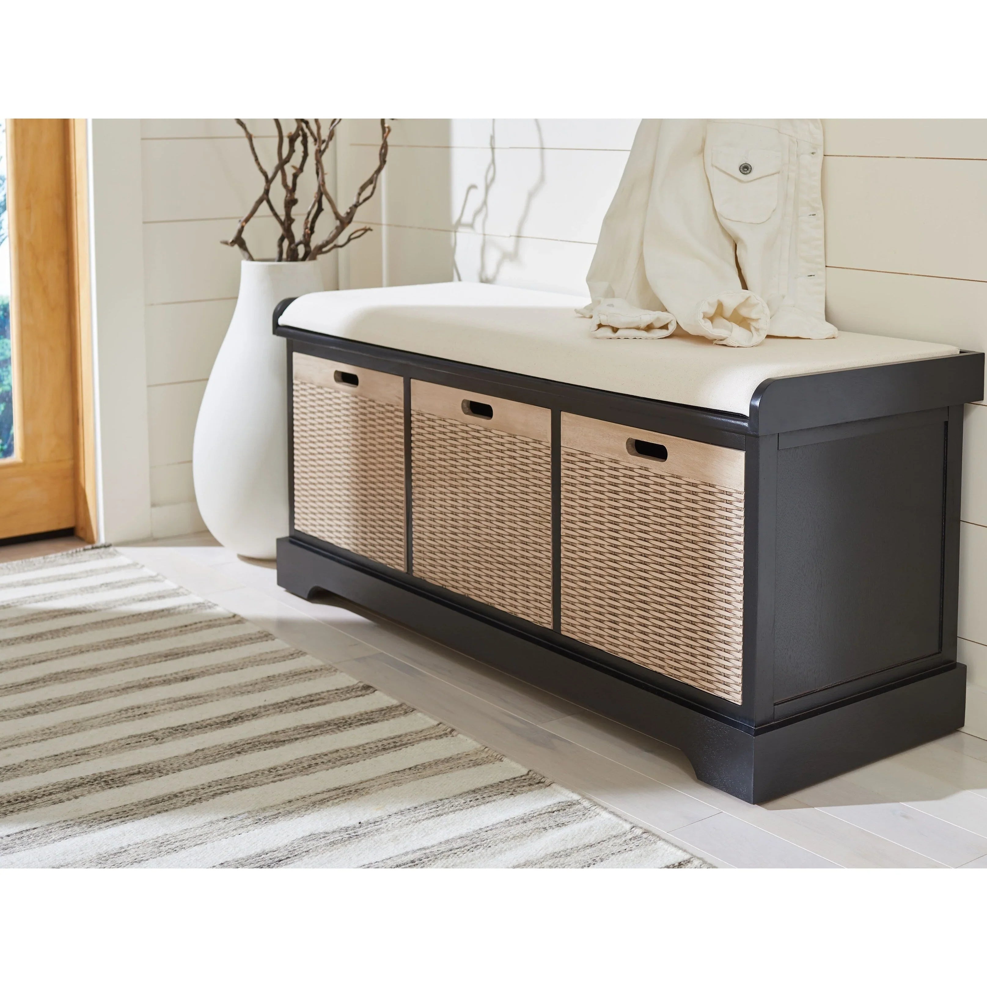 SAFAVIEH Fiorello Panca Contenitore a 3 Cassetti con Cuscino - 47,3 L x 15 P x 19 A - 47Lx15Px19A