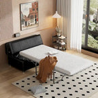 Divano letto pieghevole estraibile a forma di pouf singolo con materasso, letto per gli ospiti convertibile, divano letto rivestito in PU