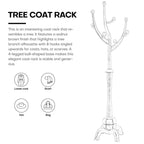 Appendiabiti da terra "ramo d'albero" in legno di gomma con 8 ganci - 24,5L x 70,87H