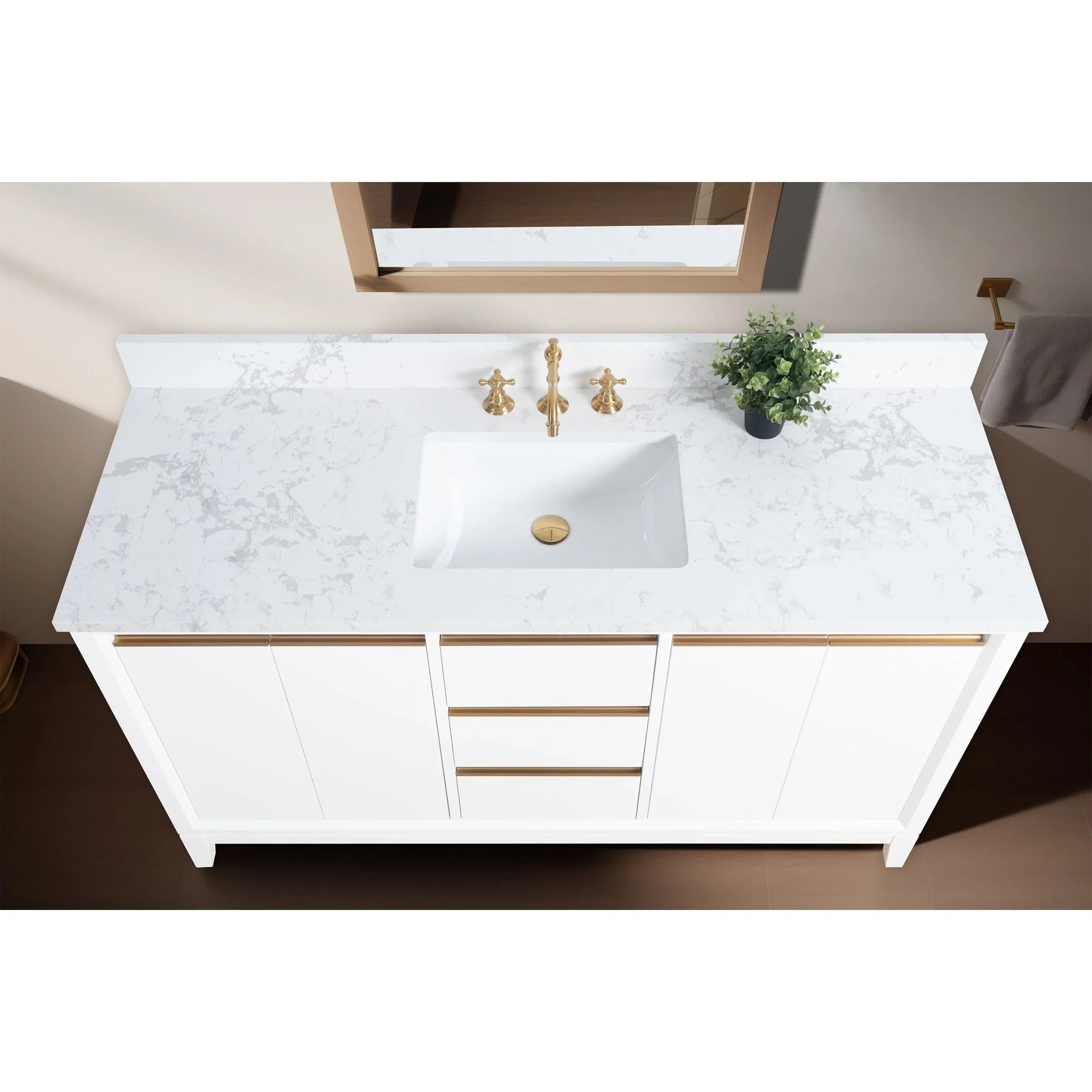 Mobile da Bagno Vanity Art con Lavabo in Ceramica e Top in Marmo Ricomposto