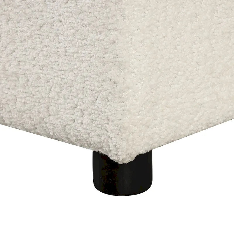 Divano componibile con letto estraibile e pouf contenitore, divano letto convertibile per soggiorno