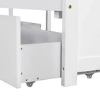 Letto a piattaforma a L moderno bianco per cameretta, dimensioni singole, con letto estraibile e cassetti