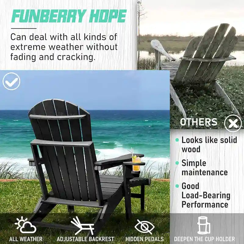 Sedia Adirondack Pieghevole e Regolabile Vrakae con Pouf