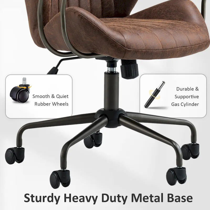 Sedia da ufficio ergonomica in tessuto scamosciato con supporto lombare