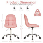 Javlergo Armless Home Office Chair, Height Adjustable Computer Desk Chair with Wheels