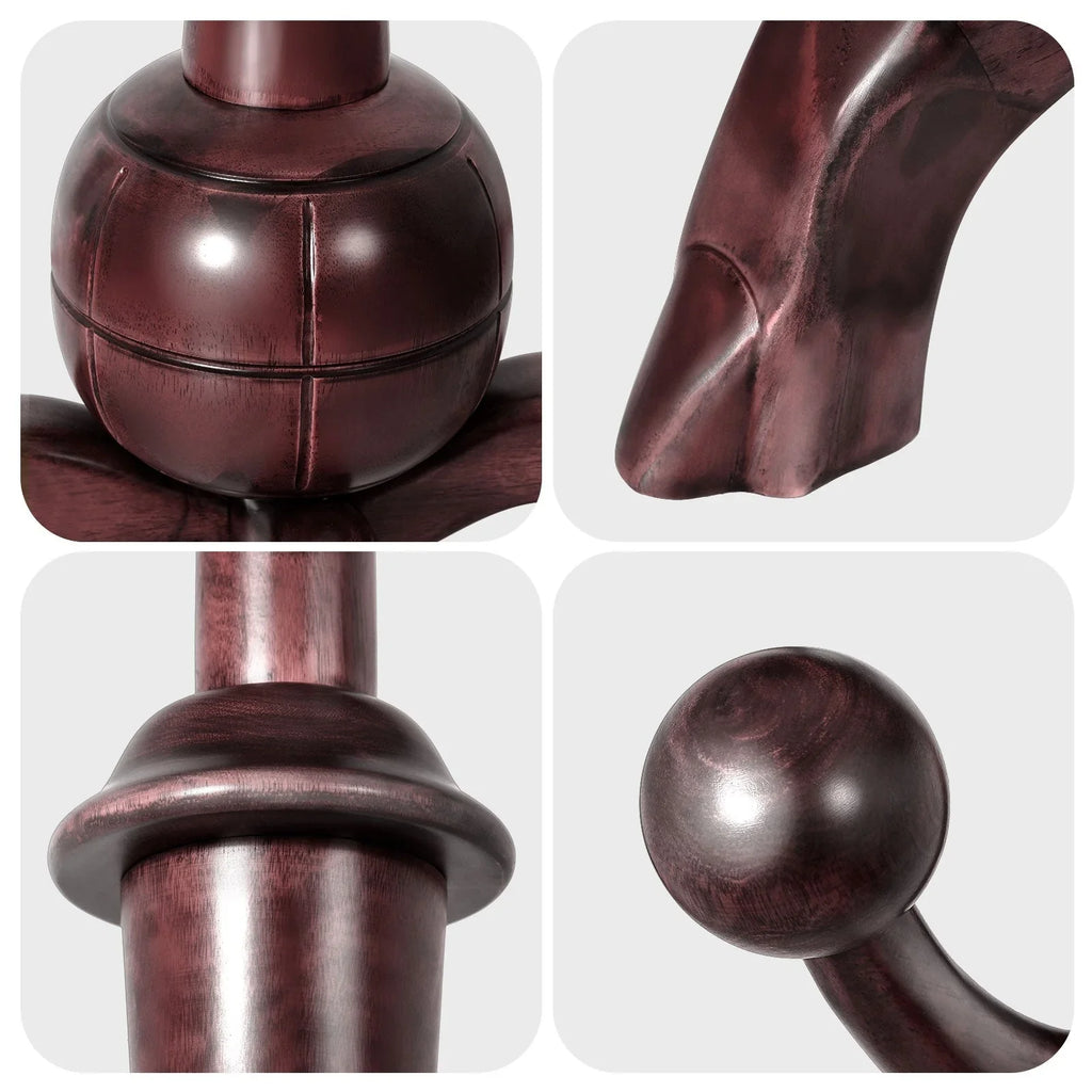 Appendiabiti da terra "ramo d'albero" in legno di gomma con 8 ganci - 24,5L x 70,87H