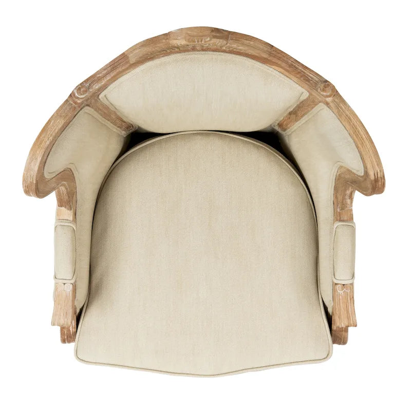Kali Oak Natural Linen Wing Chair - 34Wx34Dx40H