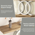 Consolle Vintage con Base Geometrica Tavolo da Ingresso in Legno