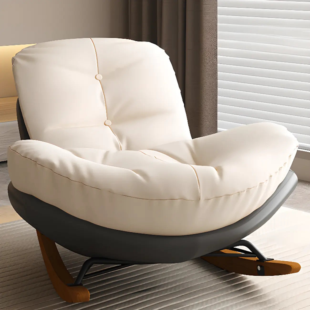 Sedia a dondolo scandinava imbottita con pouf opzionale