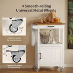 Carrello da Cucina in Legno con Cassetti