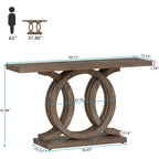 Consolle Vintage con Base Geometrica Tavolo da Ingresso in Legno