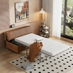 Divano letto pieghevole estraibile a forma di pouf singolo con materasso, letto per gli ospiti convertibile, divano letto rivestito in PU