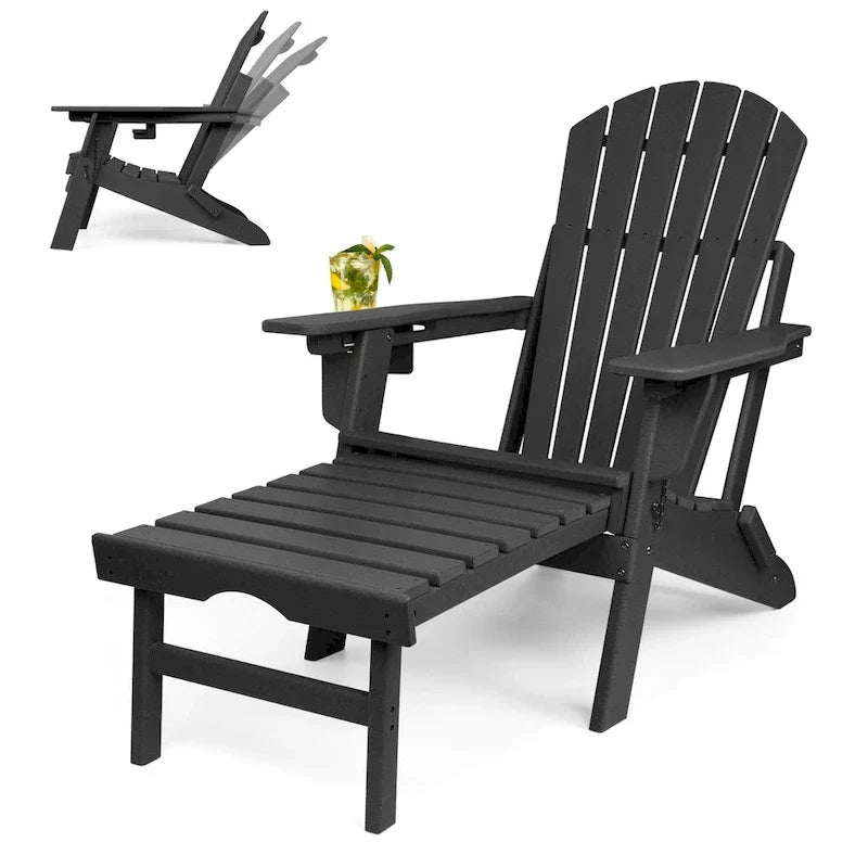 Sedia Adirondack Pieghevole e Regolabile Vrakae con Pouf