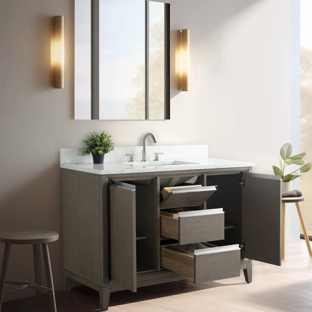 Mobile da Bagno Vanity Art con Lavabo in Ceramica e Top in Marmo Ricomposto