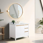 Mobile da Bagno Vanity Art con Lavabo in Ceramica e Top in Marmo Ricomposto