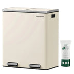 SONGMICS Pattumiera Doppia, 60L (16 Gallon) Contenitore per la Spazzatura in Acciaio Inossidabile, Mandorla