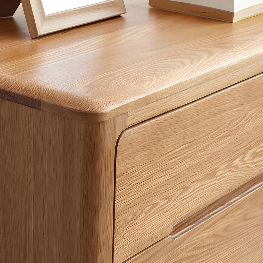 Comò doppio tradizionale in legno di rovere naturale per camera da letto