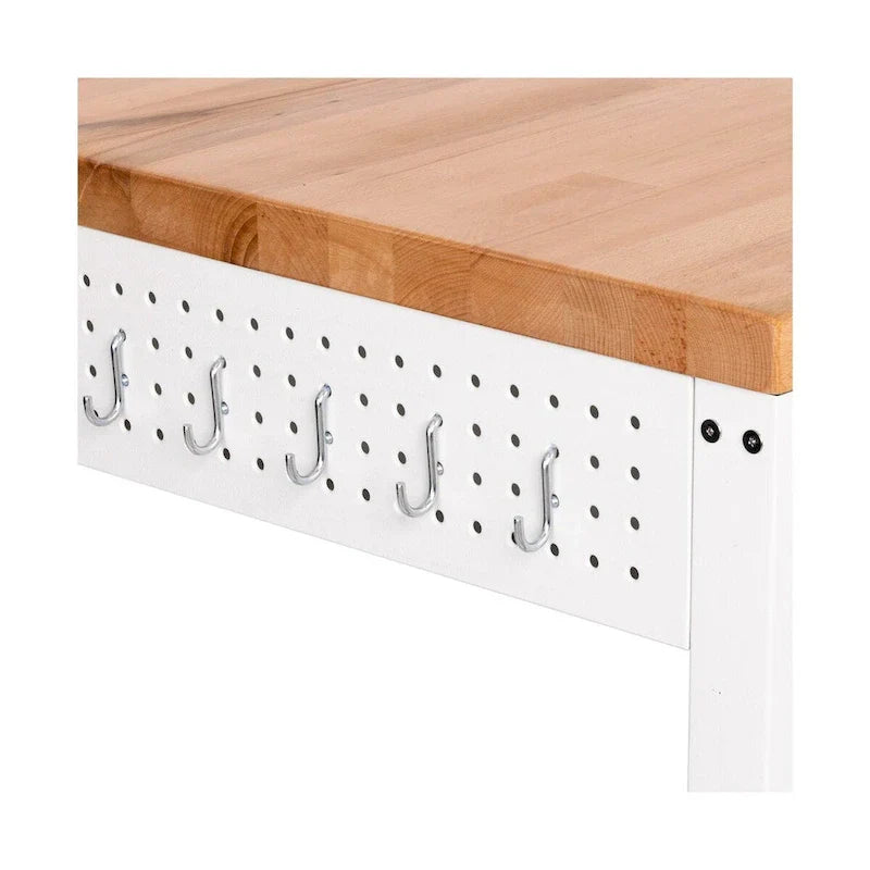 Tavolo da lavoro a isola con piano in legno massello, 48 W x 24 P x 36 H, bianco