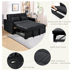 Divanetto Futon Moderno in Velluto con Schienale Reclinabile e Tasche, 2 Posti - Grigio Scuro / Grigio Chiaro / Blu / Nero
