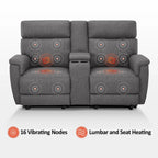 MCombo 60.2 Power Loveseat Recliner Sofa with Massage and Dual Heating, Adjustable Headrest, USB & Type C Port, Fabric
