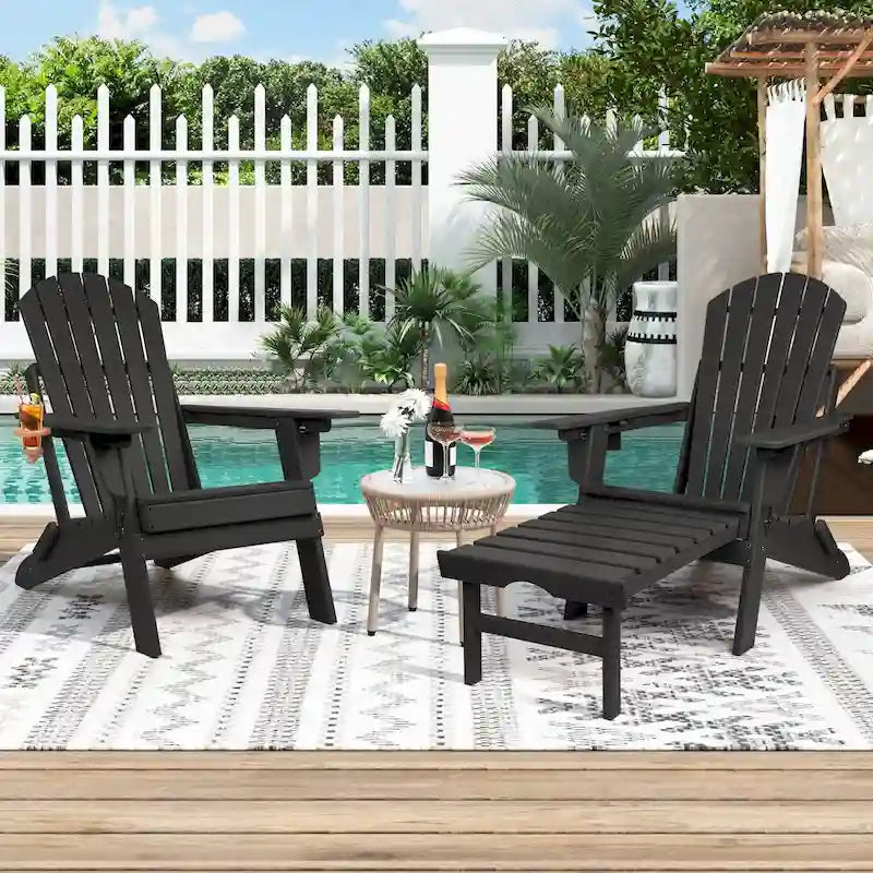 Sedia Adirondack Pieghevole e Regolabile Vrakae con Pouf