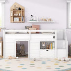 LETTO SINGOLO, LETTO A CASTELLO BASSO SINGOLO IN LEGNO MASSELLO CON SCALA, CASSETTO E SCAFFALE DI COLORE GRIGIO