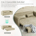 Divano letto moderno convertibile imbottito in velluto con braccioli arrotolati decorati con borchie in rame