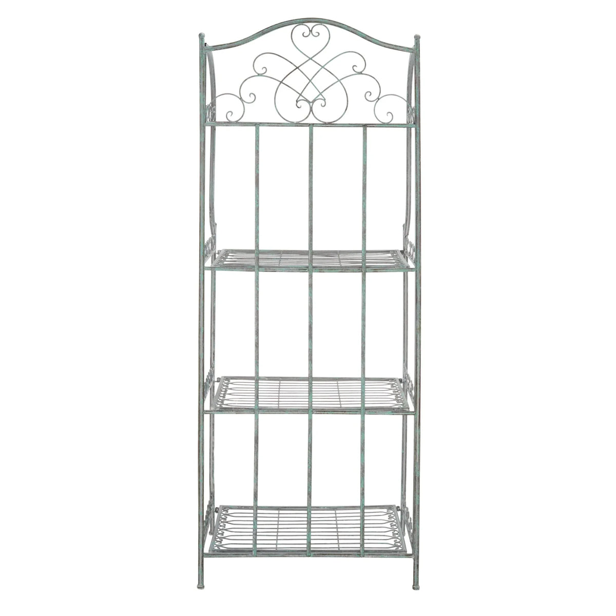 SAFAVIEH Bryn Scaffale da panettiere da esterno a 4 ripiani in ferro battuto vittoriano - 25 pollici L x 15 pollici P x 63 pollici H - 25 L x 15 P x 63 H