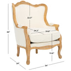 Kali Oak Natural Linen Wing Chair - 34Wx34Dx40H