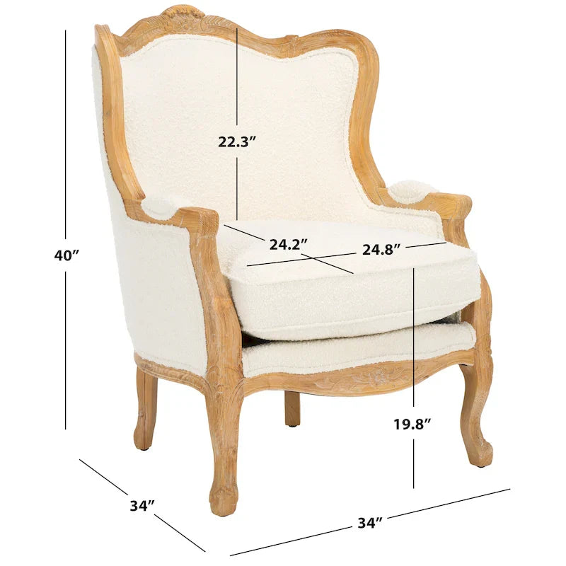 Kali Oak Natural Linen Wing Chair - 34Wx34Dx40H