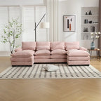 Divano componibile Cloud per soggiorno, divano a U moderno in ciniglia/bouclé, comodo divano letto modulare con doppia chaise longue