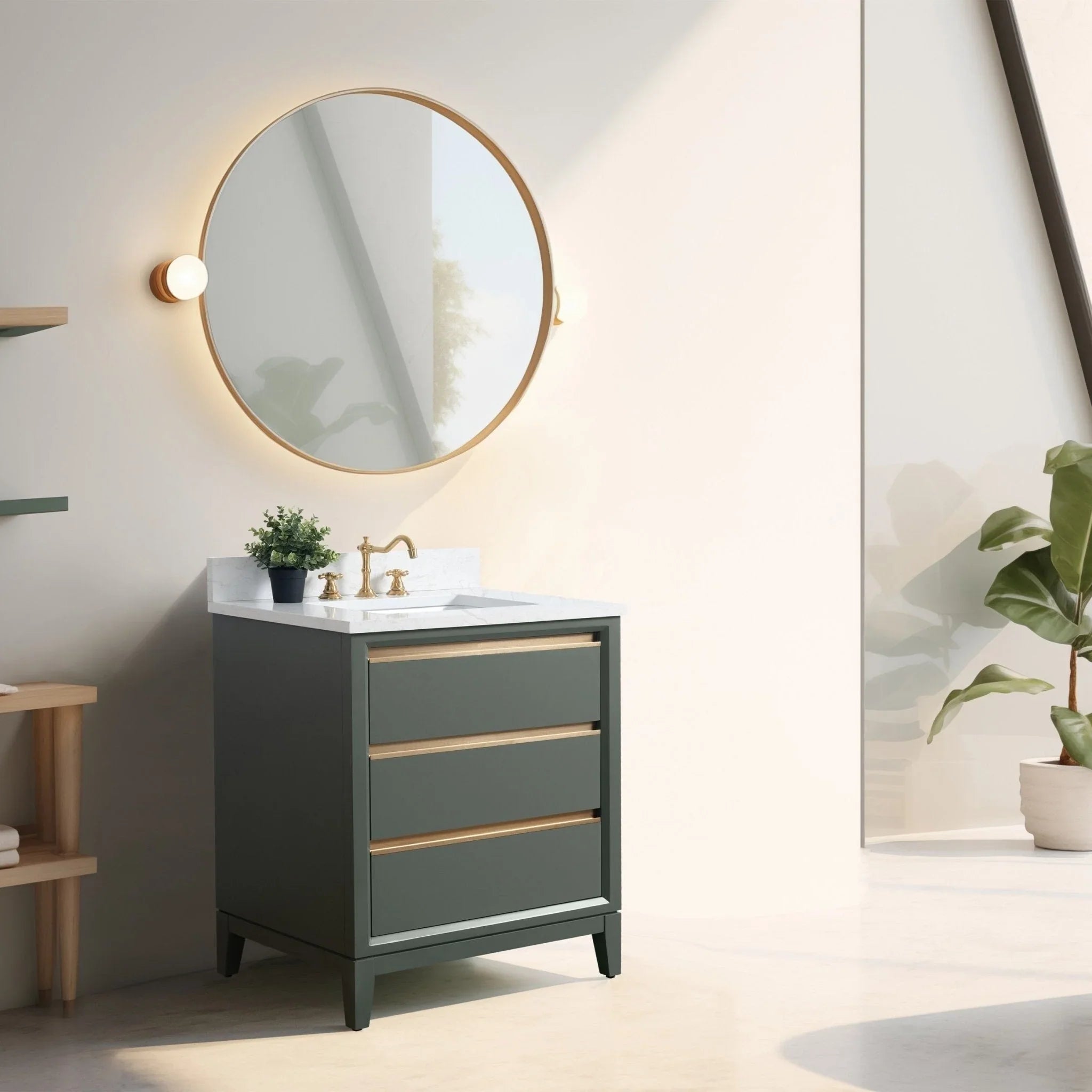Mobile da Bagno Vanity Art con Lavabo in Ceramica e Top in Marmo Ricomposto