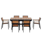 Set da pranzo all'aperto di 7 pezzi con tavolo allungabile e 6 sedie con braccioli
