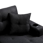 Divano componibile da soggiorno con chaise longue a L e portabicchieri