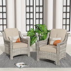 HOOOWOOO, Set di 2 Sedie da Esterno in Rattan Intrecciato con Schienale Alto