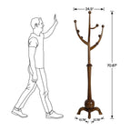 Appendiabiti da terra "ramo d'albero" in legno di gomma con 8 ganci - 24,5L x 70,87H