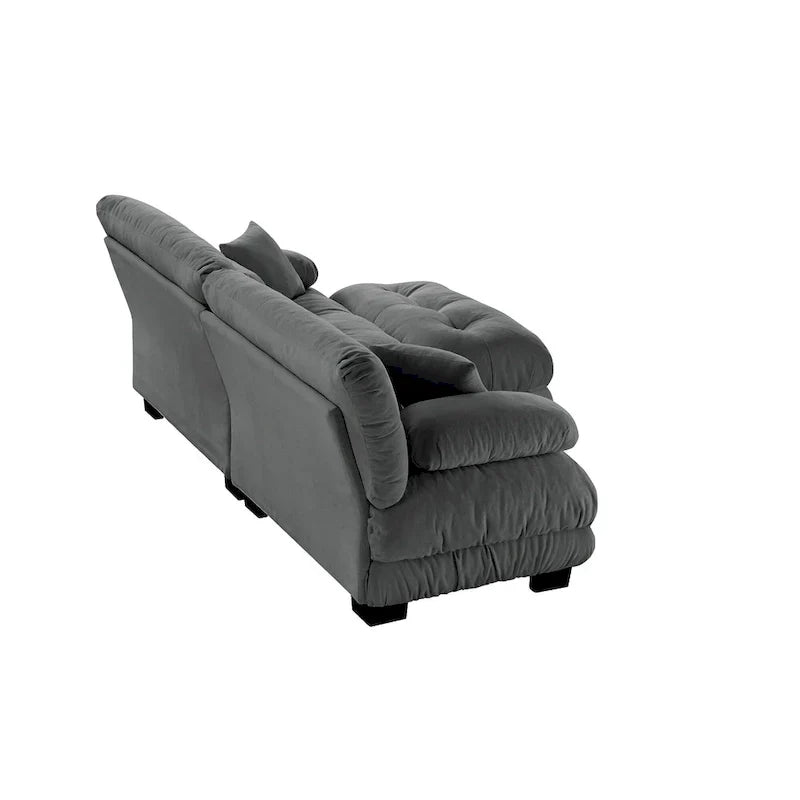 L Shaped Loveseat Sofa Chenille Sectional Couch with Lumbar Pillows