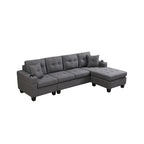 Divano componibile da soggiorno con chaise longue a L e portabicchieri