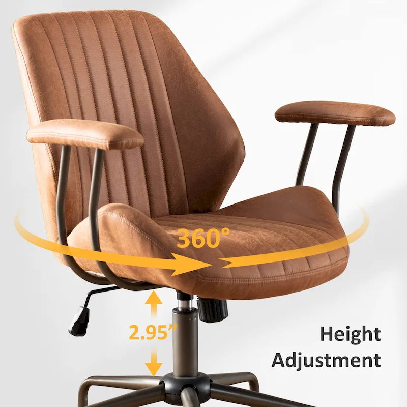 Sedia da ufficio ergonomica in tessuto scamosciato con supporto lombare