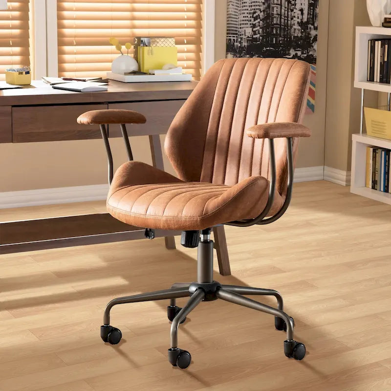 Sedia da ufficio ergonomica in tessuto scamosciato con supporto lombare