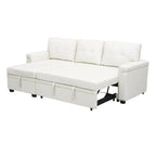 Divano componibile convertibile reversibile con letto estraibile, chaise longue con contenitore nascosto e gambe durevoli