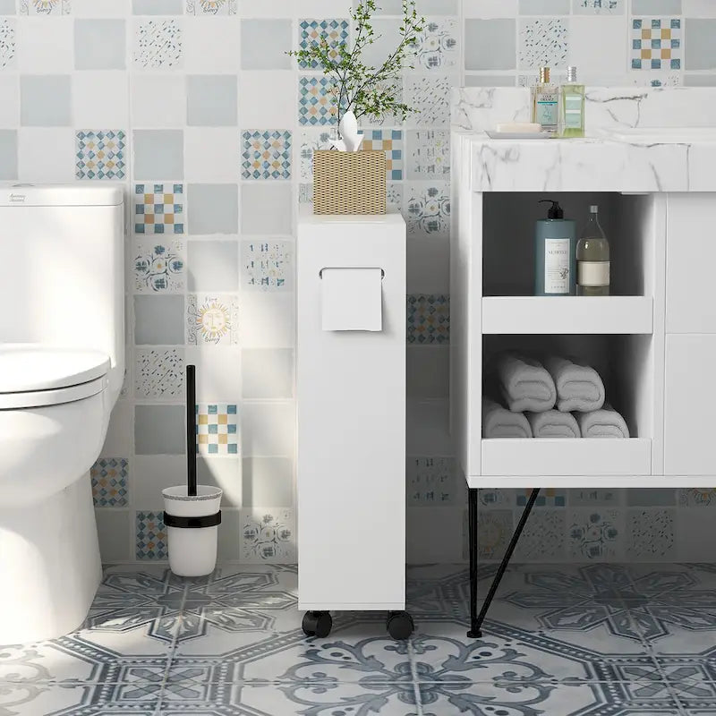 Mobiletto per bagno piccolo con foro per carta